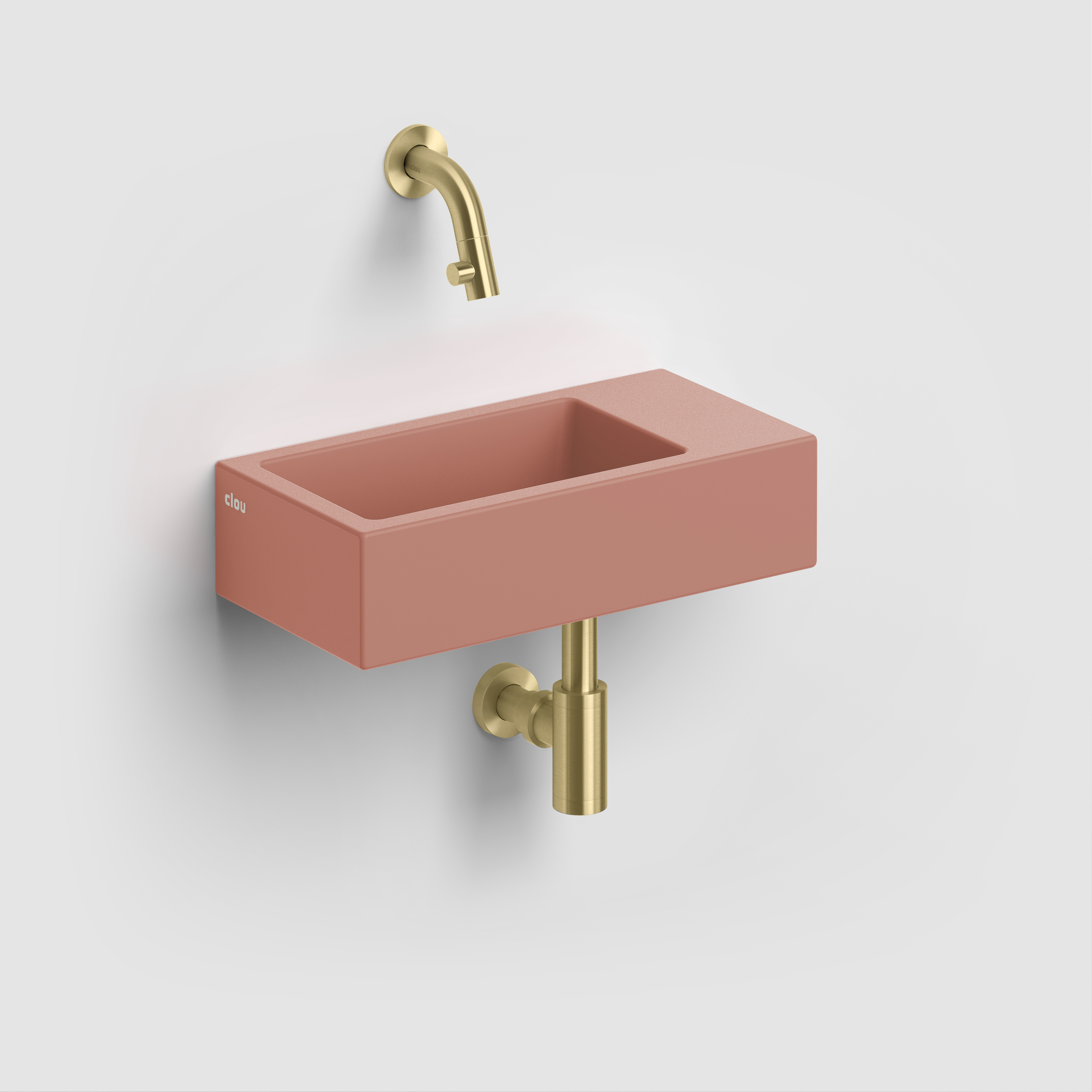 Clou Flush 3 fontein 36cm zonder kraangat rechts mat roze keramiek CL/03.40031